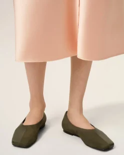 Ballerines Vertes Bicolores En Cuir