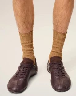 Baskets Soft Bordeaux Basses En Cuir Lisse