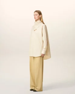 Blouse Blanche Col Bandana Manches Longues En Coton