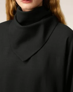 Blouse Noire Col Bandana Manches Longues En Laine