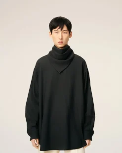 Blouse Noire Col Bandana Manches Longues En Laine