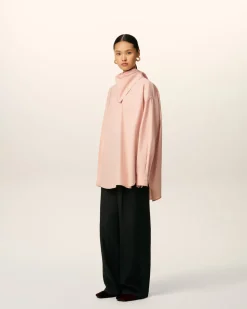 Blouse Rose Col Bandana Manches Longues En Coton