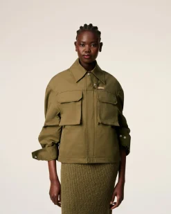 Blouson Vert Worker En Coton