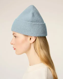 Bonnet Bleu Ami De Coeur En Alpaga Rayé