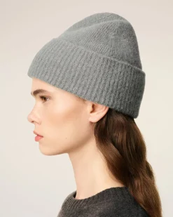 Bonnet Gris Ami De Coeur En Alpaga Rayé