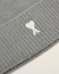 Bonnet Gris Ami De Coeur En Alpaga Rayé