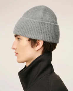 Bonnet Gris Ami De Coeur En Alpaga Rayé