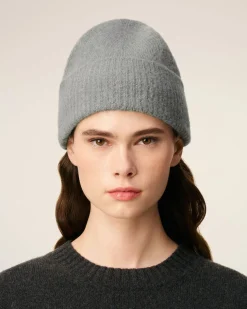 Bonnet Gris Ami De Coeur En Alpaga Rayé