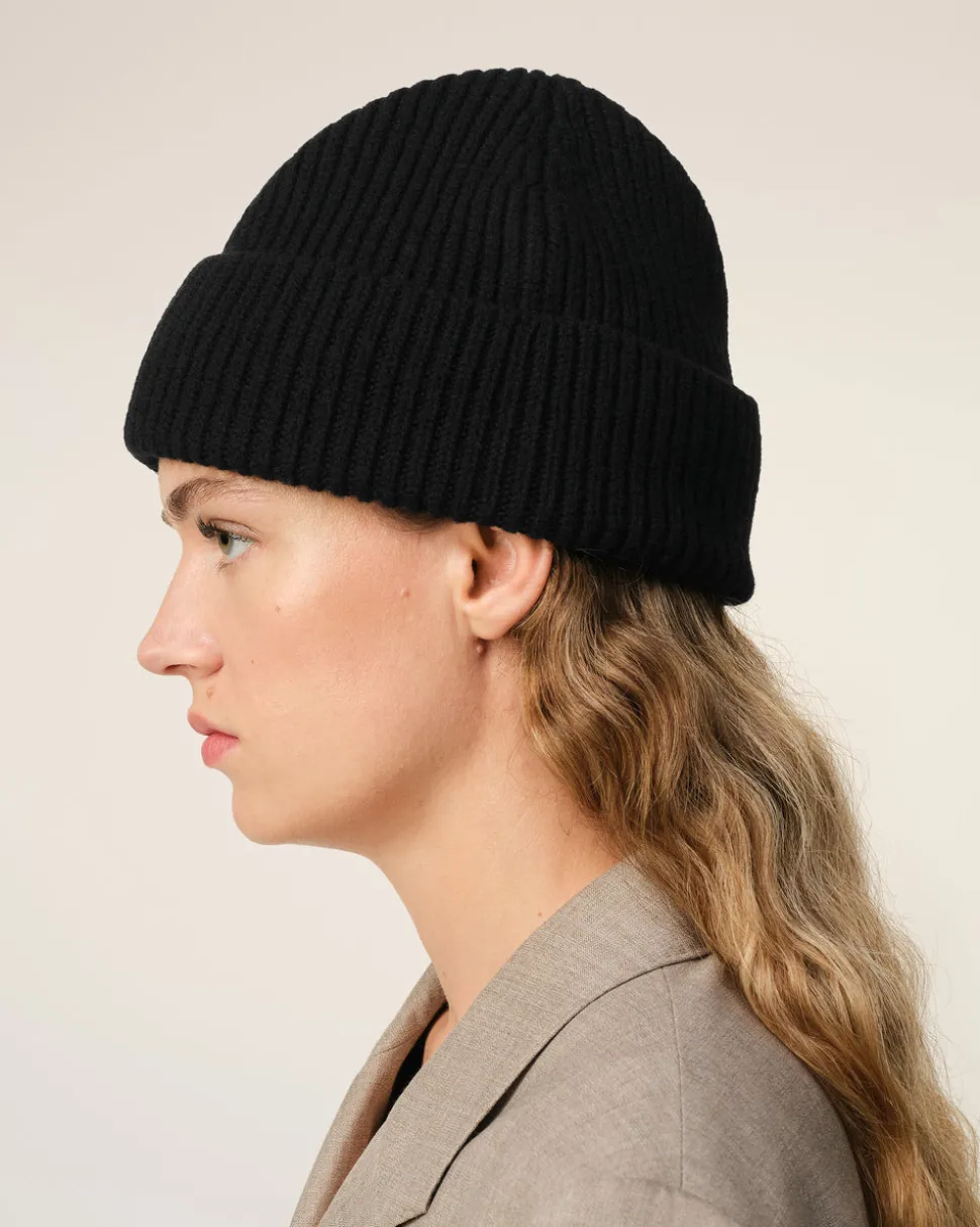 Bonnet Noir Ami De Coeur En Laine Mérinos
