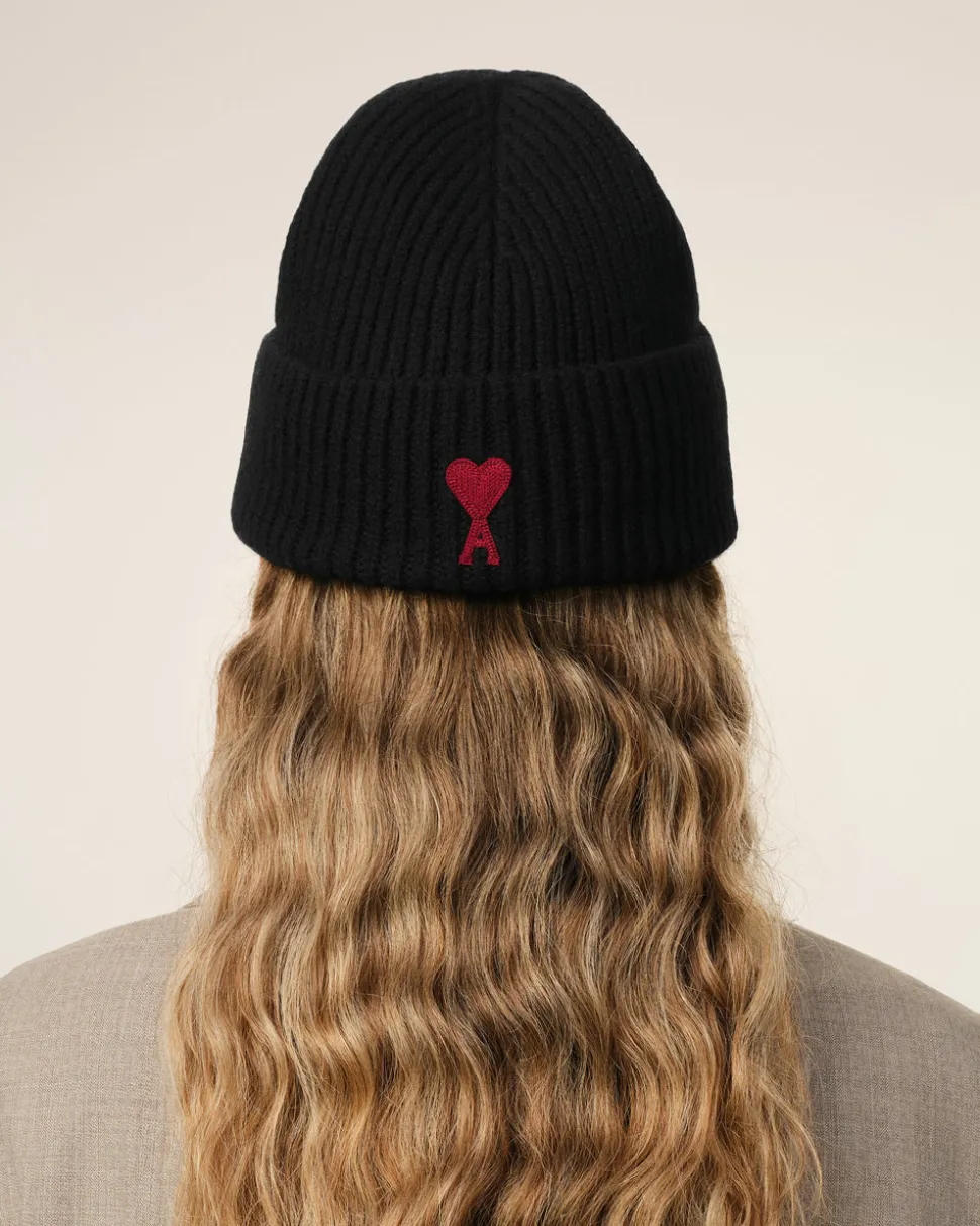 Bonnet Noir Ami De Coeur En Laine Mérinos