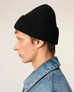Bonnet Noir Ami De Coeur En Laine Mérinos