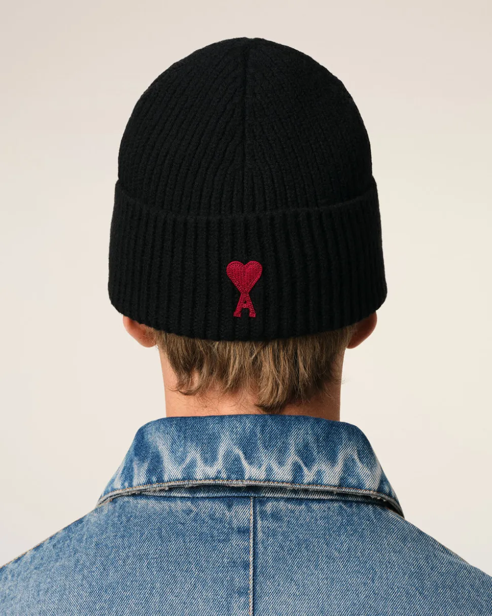Bonnet Noir Ami De Coeur En Laine Mérinos
