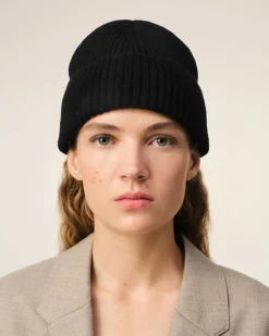 Bonnet Noir Ami De Coeur En Laine Mérinos