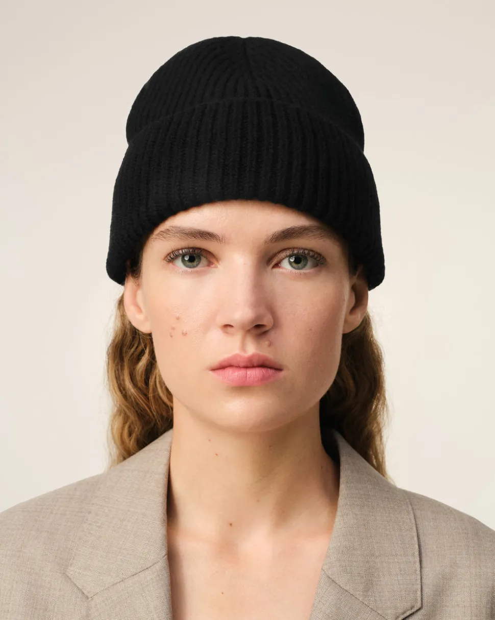 Bonnet Noir Ami De Coeur En Laine Mérinos