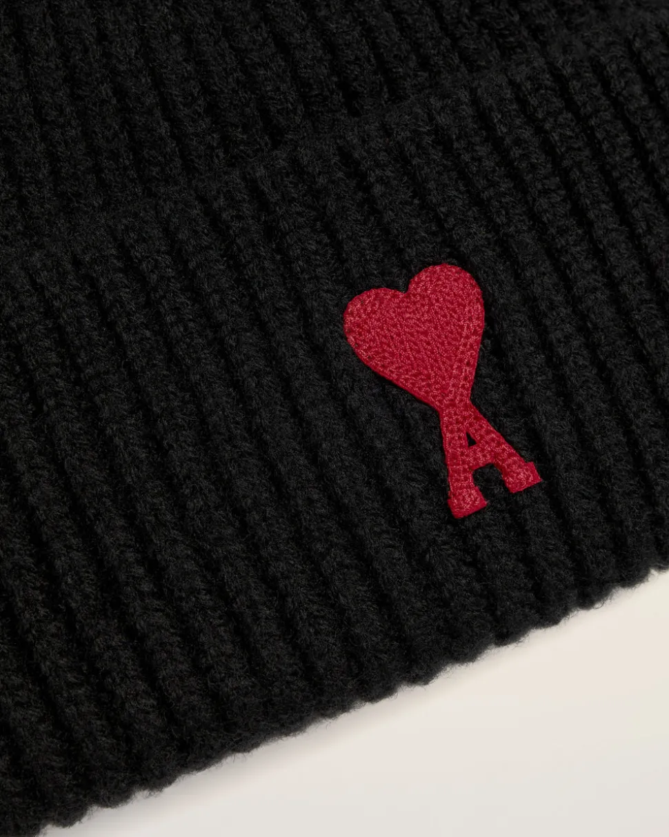 Bonnet Noir Ami De Coeur En Laine Mérinos