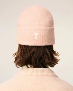 Bonnet Rose Ami De Coeur En Alpaga Rayé