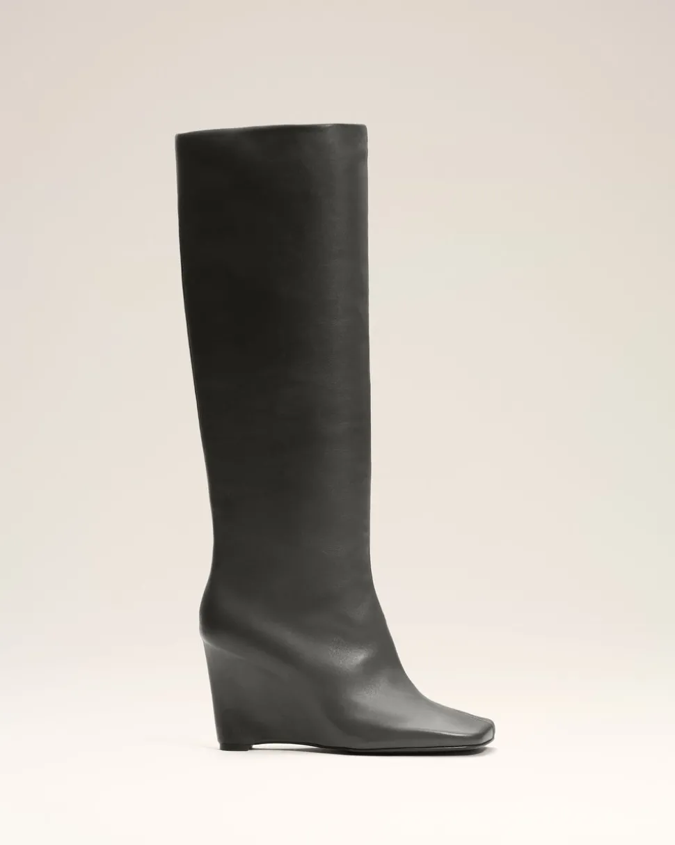 Bottes Noires Bicolores En Cuir