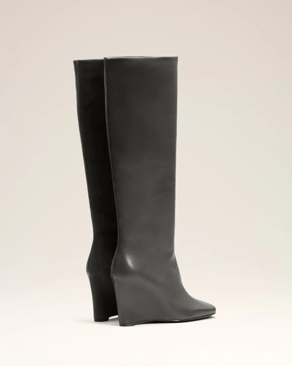 Bottes Noires Bicolores En Cuir