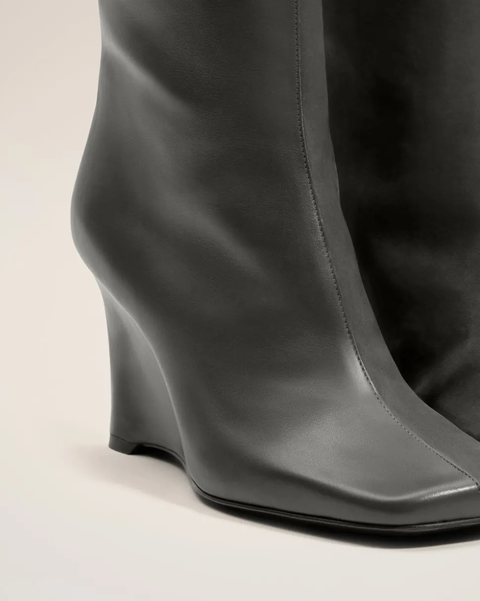 Bottes Noires Bicolores En Cuir