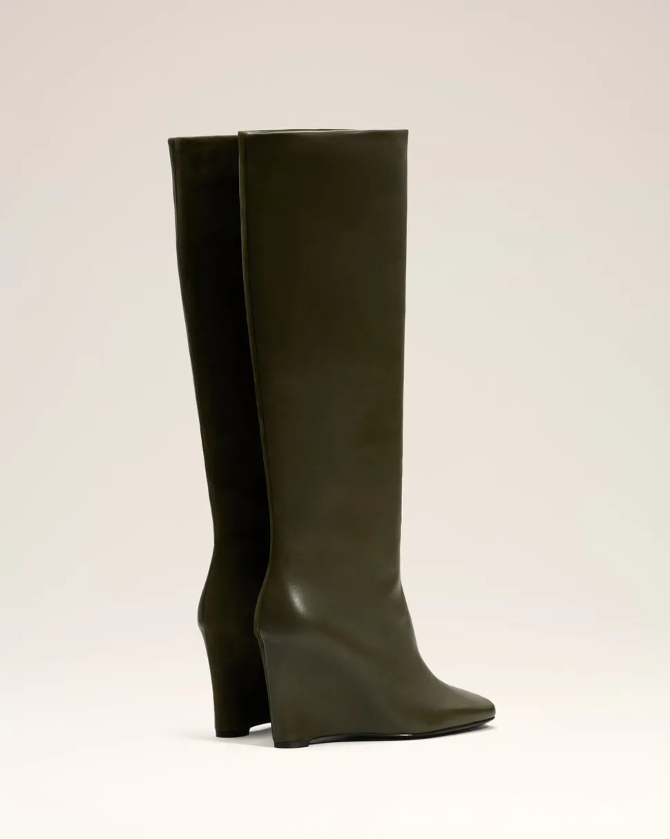 Bottes Vertes Bicolores En Cuir