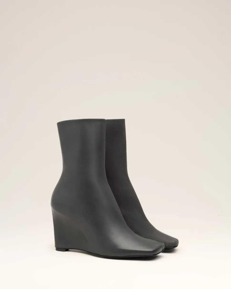 Bottines Noires Bicolores En Cuir