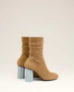 Bottines Piano Marron En Maille De Mohair