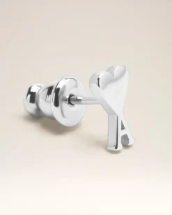 Boucle D'Oreille Argentée Ami De Coeur En Laiton