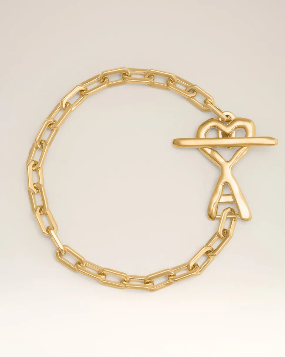 Bracelet Doré Ami De Coeur Martelé En Laiton