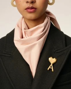 Broche Doreé Ami De Coeur Martelée En Laiton