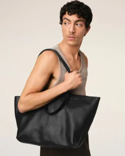 Cabas Midi Noir En Cuir