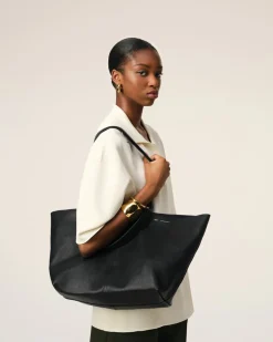 Cabas Midi Noir En Cuir