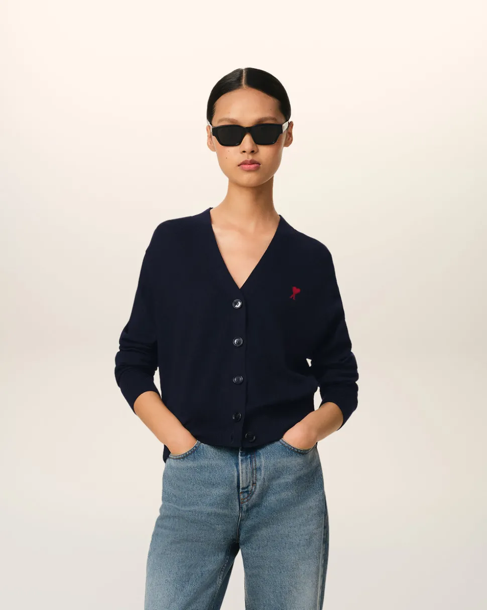 Cardigan Bleu Marine Ami de Coeur En Laine