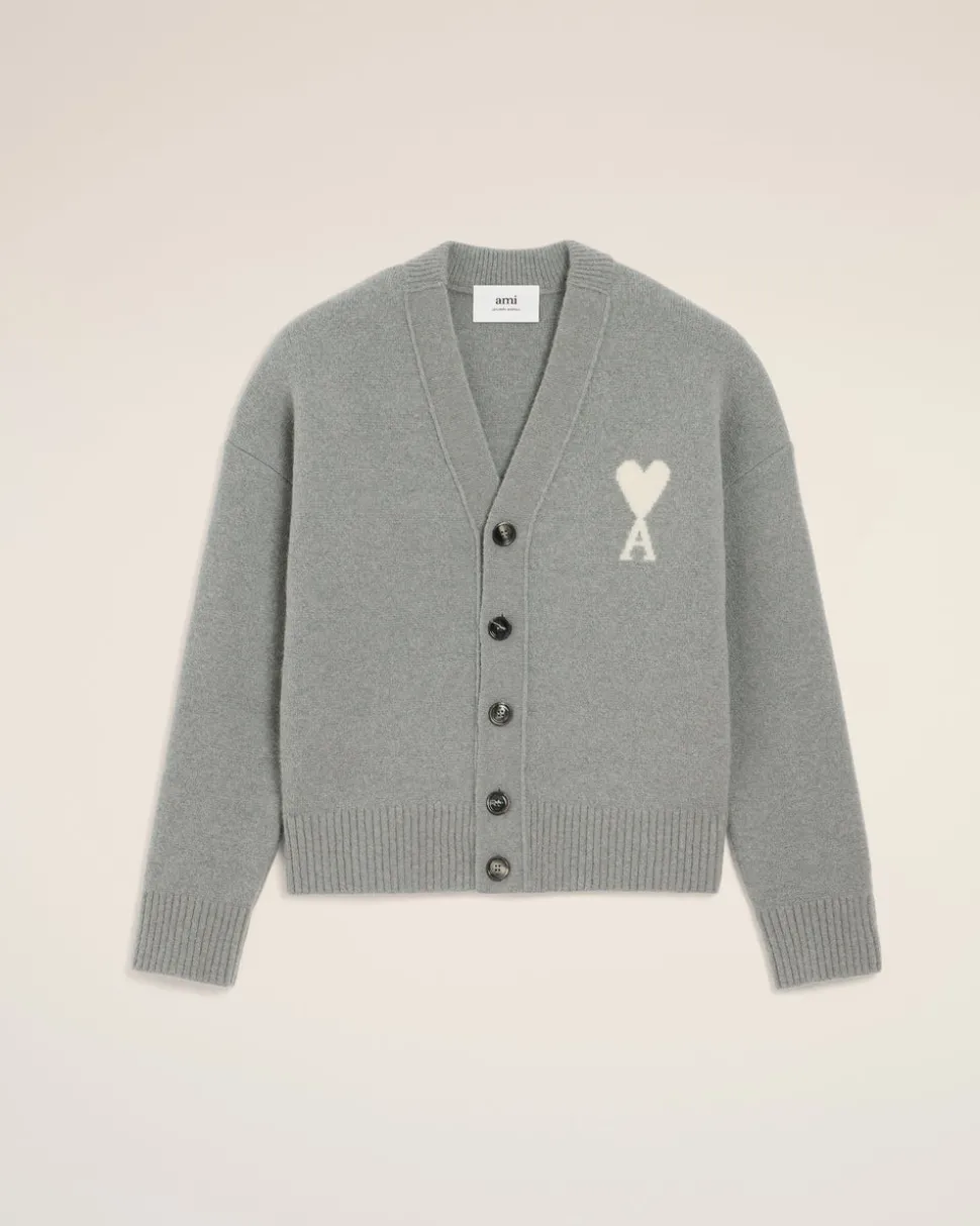 Cardigan Gris Ami De Coeur En Maille Alpaga