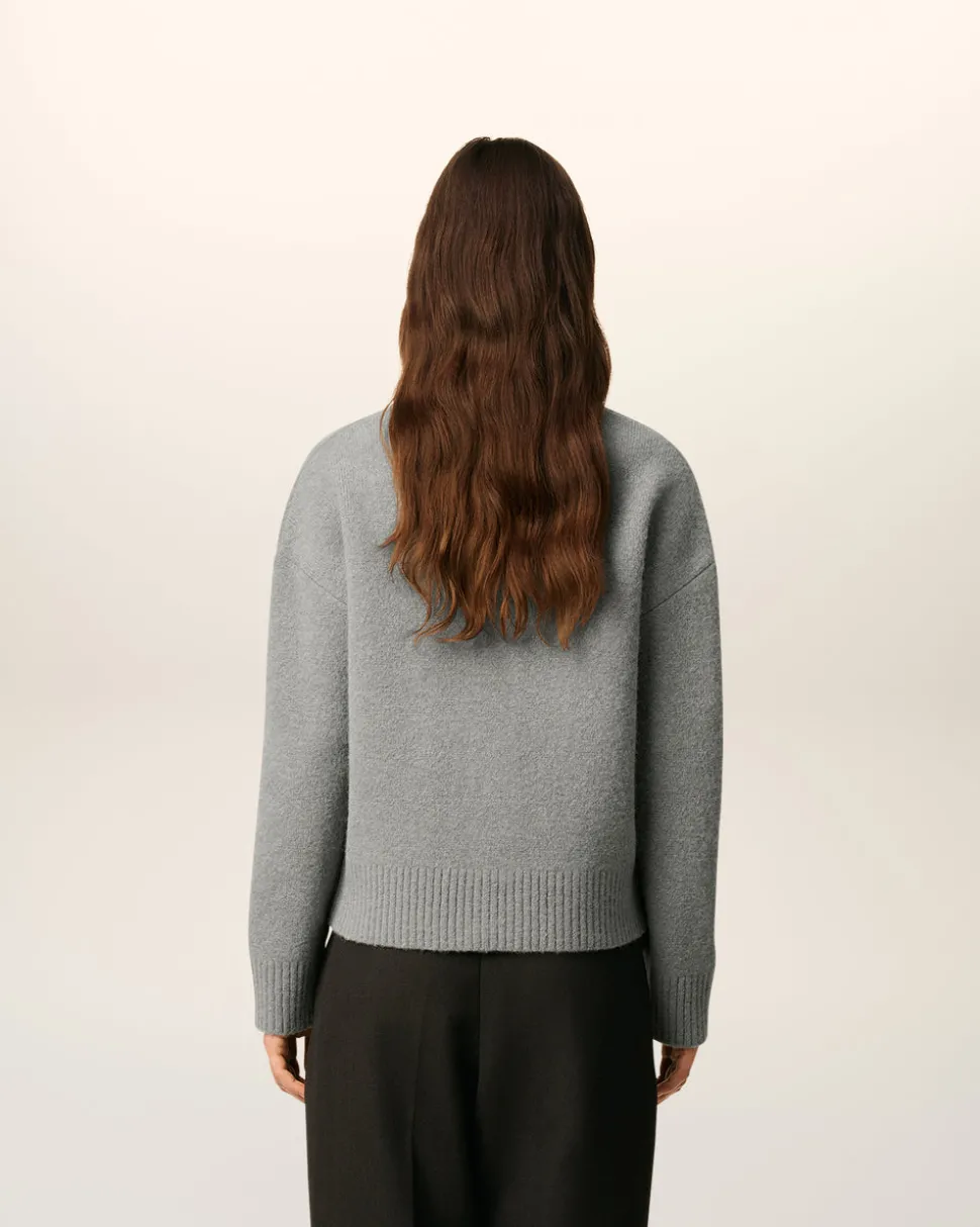 Cardigan Gris Ami De Coeur En Maille Alpaga