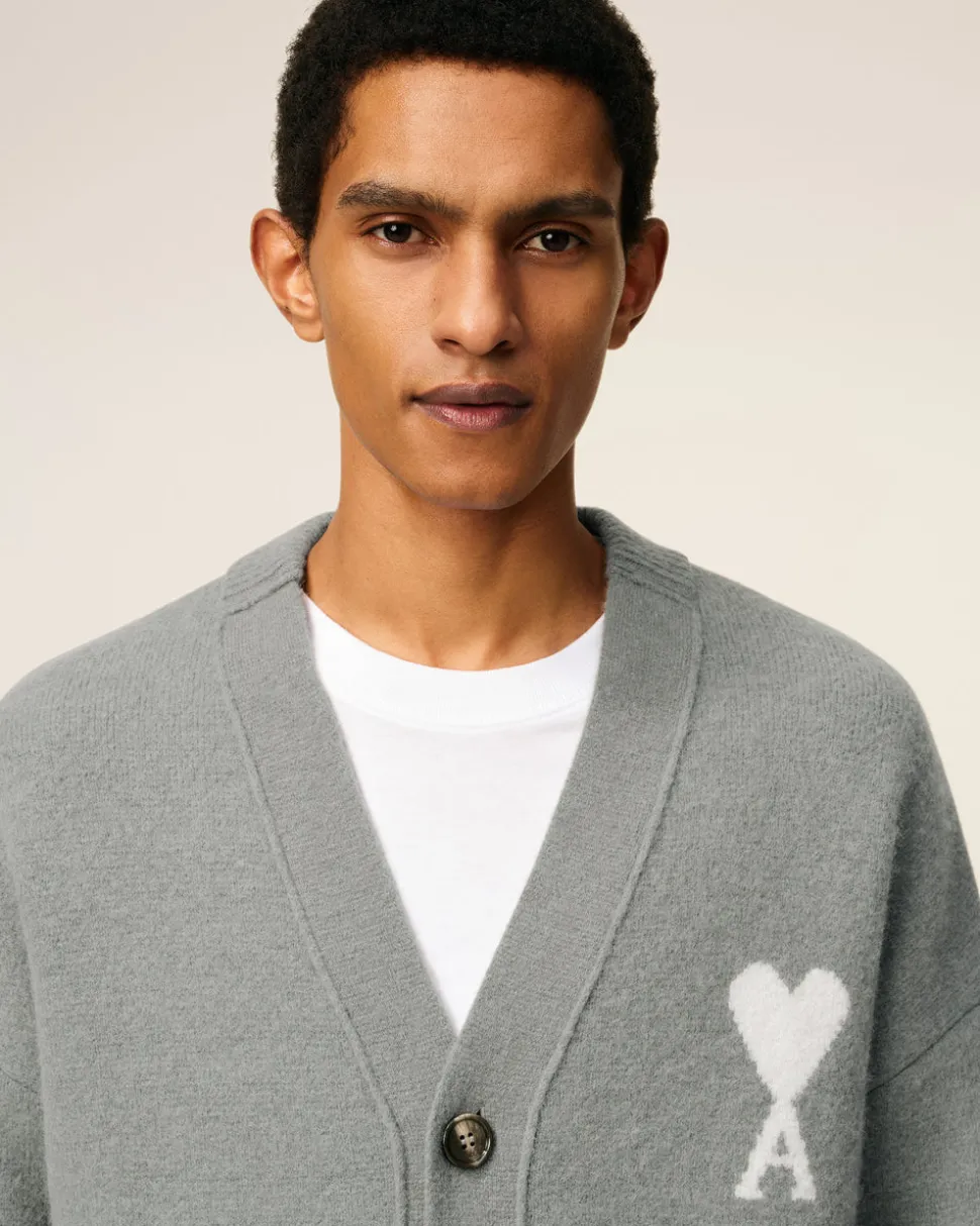 Cardigan Gris Ami De Coeur En Maille Alpaga