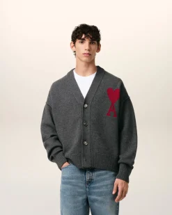 Cardigan Gris Ami de Coeur En Laine