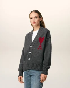 Cardigan Gris Ami de Coeur En Laine