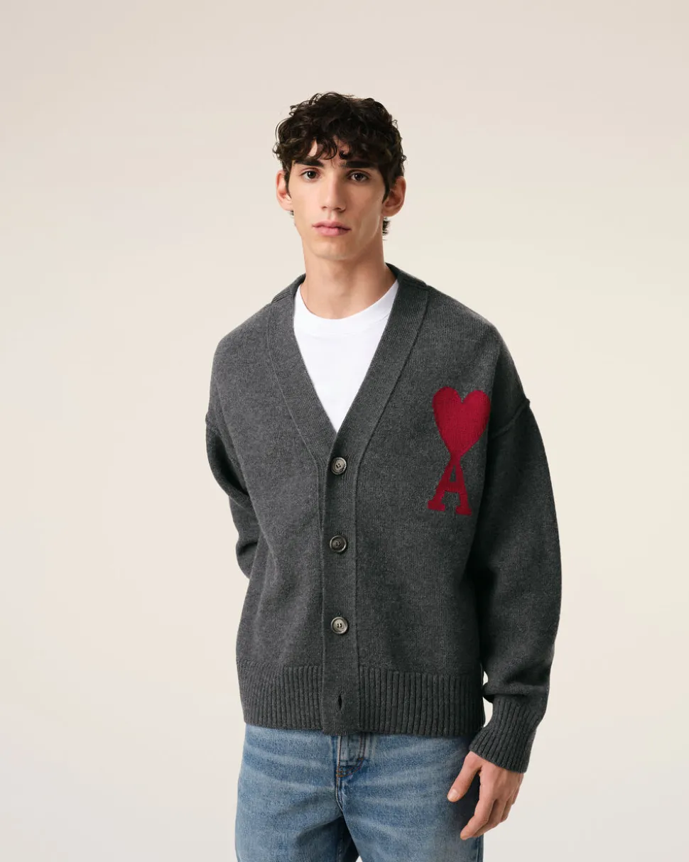 Cardigan Gris Ami de Coeur En Laine