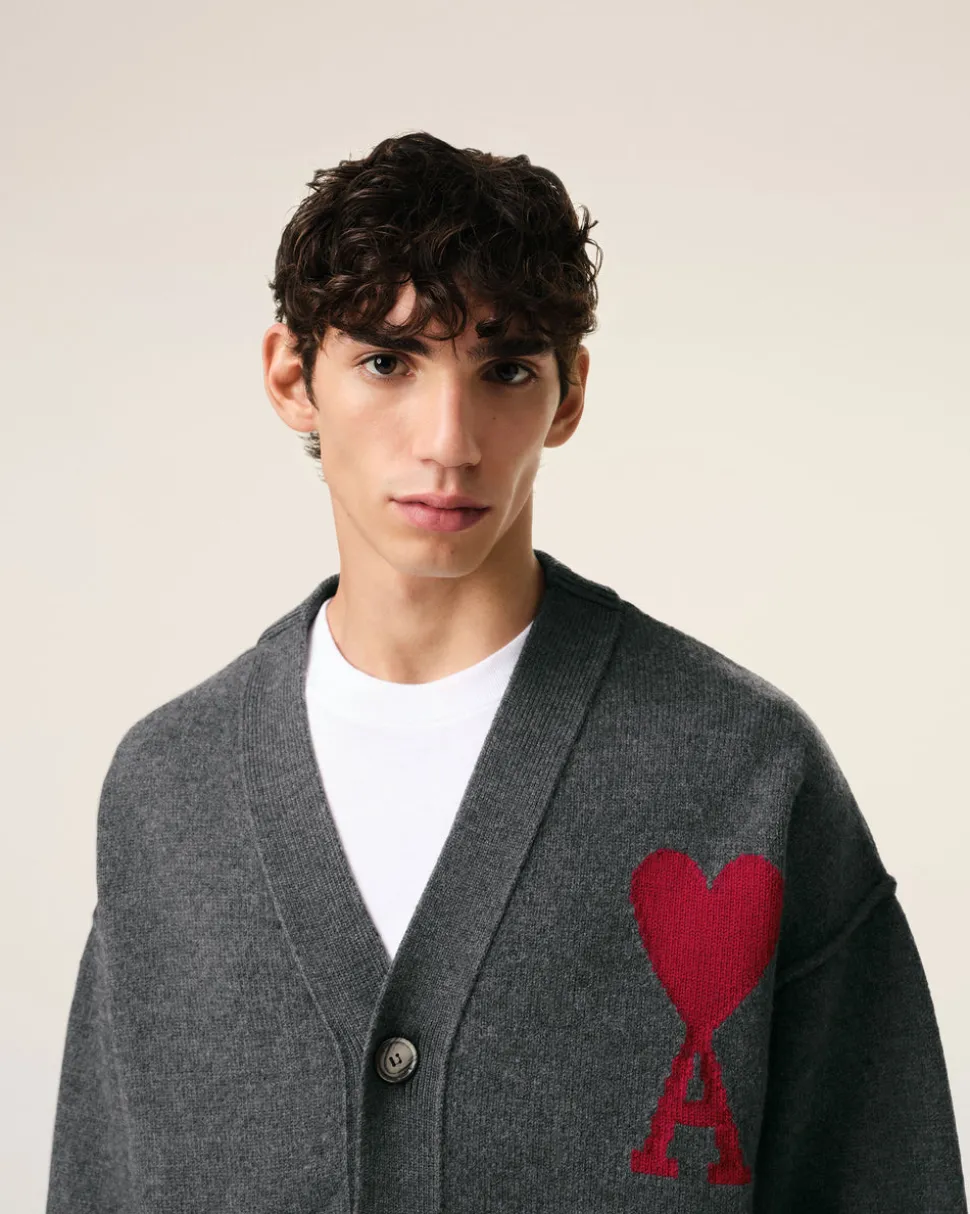 Cardigan Gris Ami de Coeur En Laine