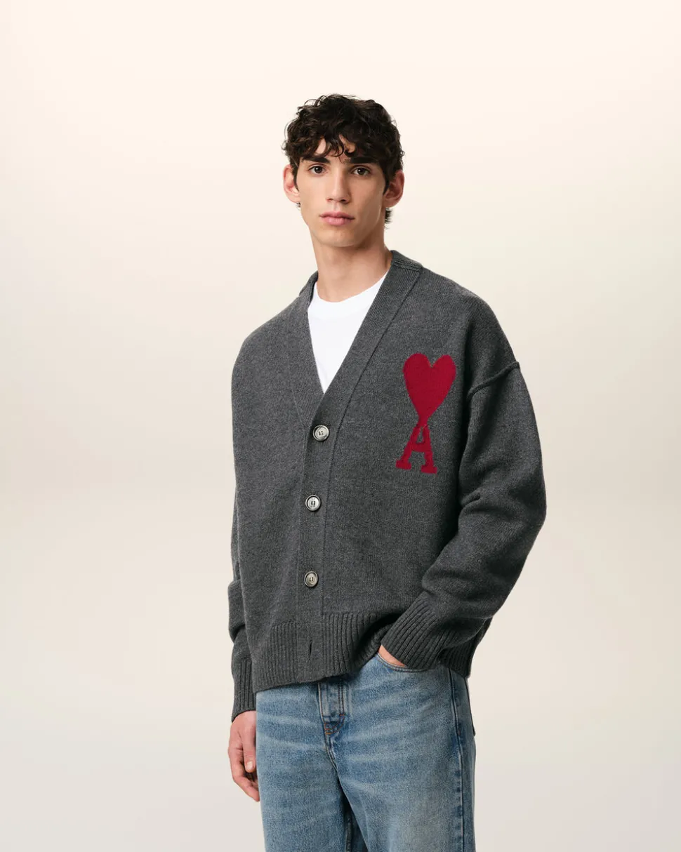 Cardigan Gris Ami de Coeur En Laine