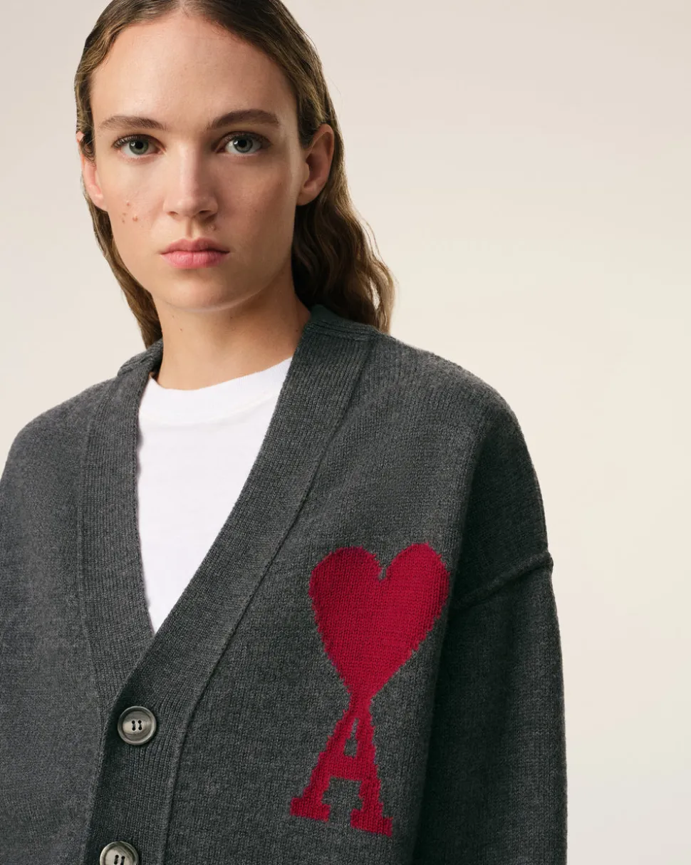 Cardigan Gris Ami de Coeur En Laine