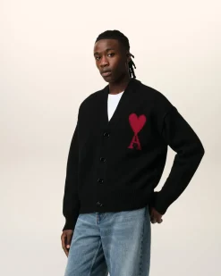 Cardigan Noir Ami de Coeur En Laine