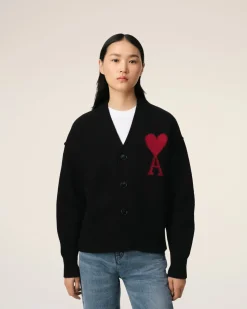 Cardigan Noir Ami de Coeur En Laine