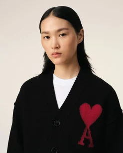 Cardigan Noir Ami de Coeur En Laine