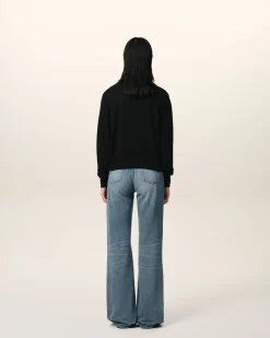 Cardigan Noire Ami de Coeur Rouge En Laine