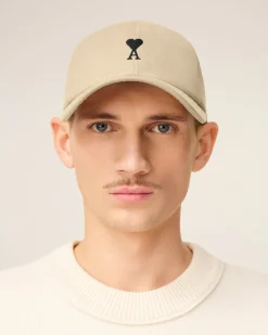 Casquette Beige Broderie Ami De Coeur Noir En Gabardine De Coton