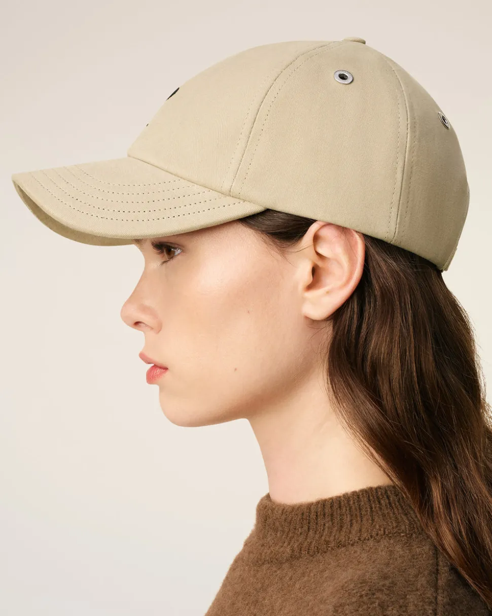 Casquette Beige Broderie Ami De Coeur Noir En Gabardine De Coton