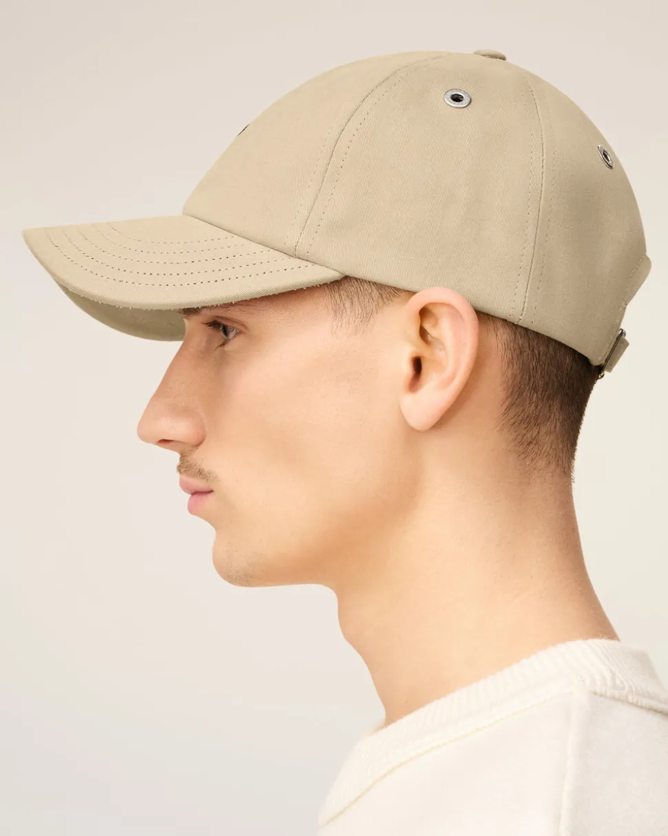 Casquette Beige Broderie Ami De Coeur Noir En Gabardine De Coton