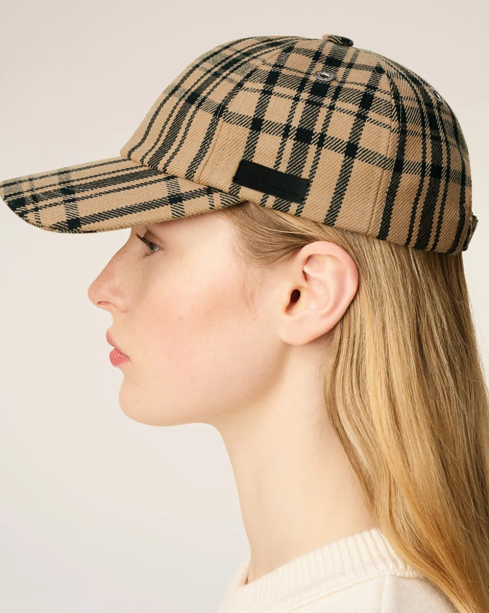 Casquette Marron A Carreaux En Laine