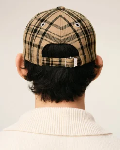 Casquette Marron A Carreaux En Laine